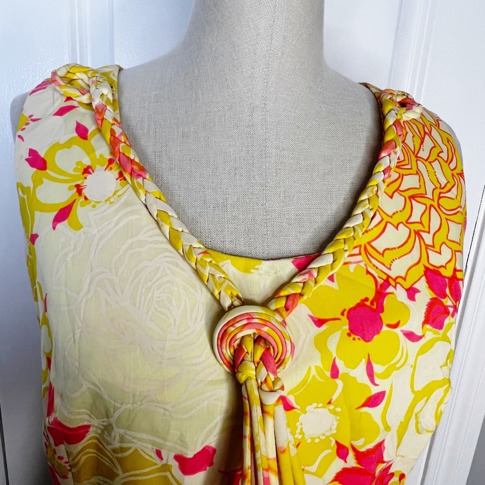 Vintage Yellow Floral Maxi Dress — 1970s Style —pink yellow floral print medium - Picture 8 of 9